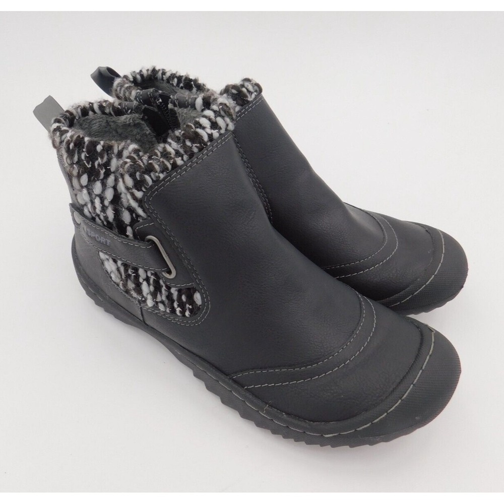 J Sport Marcy Bootie Women's  8 Black Faux Fur Lined Zip  GREAT CONDITION!